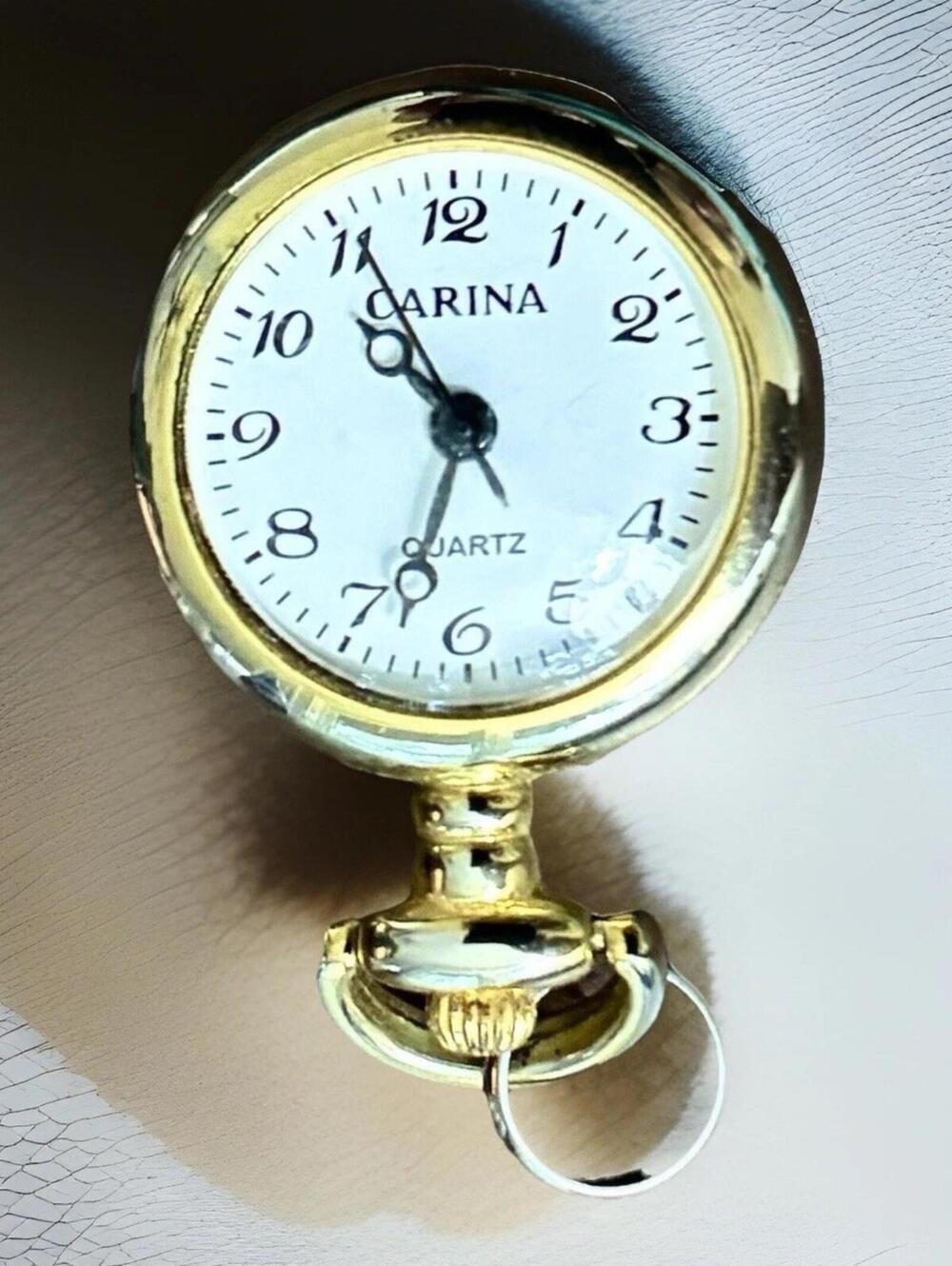Rare Carina Pocket Watch Vintage Goldtone Flower Women’s Pendant